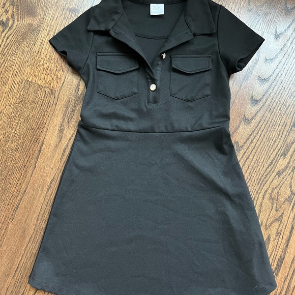 Black Buttoned A-Line Ponte Dress - Picture 2 of 4
